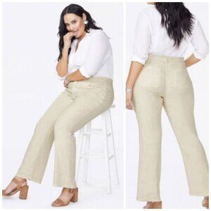 NYDJ Beige Linen Blend Pants Lift Tuck Technology Relaxed Fit Womens PLUS SZ 18W